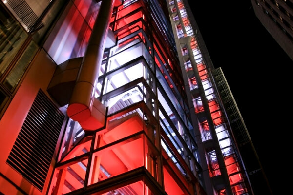 nightshot of a illuminated staircase; Hongkong