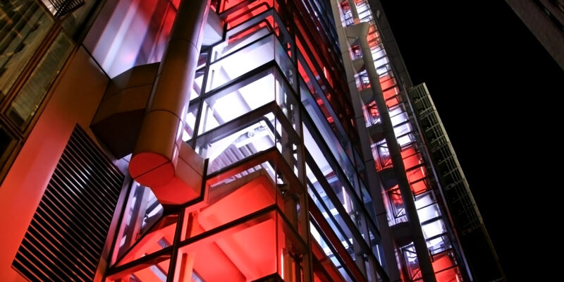 nightshot of a illuminated staircase; Hongkong