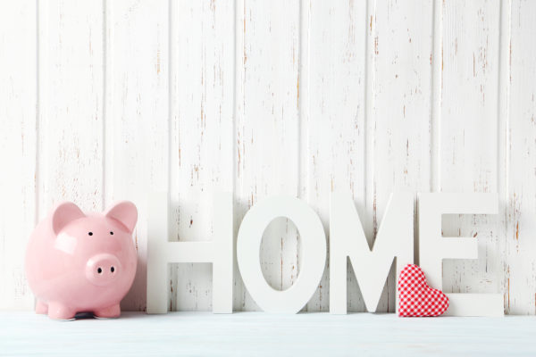 Word home of the decorative letters on wooden table