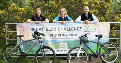 FREE TO USE PHOTOGRAPH.....
Gillespie Macandrew supporting the Great Glen Challenge 2023 raising funds for RSABI.
Pictured from left, Lois Newton (Partner at Gillespie Amacandrew), Carol McLaren (CEO RSABI) and Sam Connington (Solicitor at Gillespie Mcandrew).
See Press Release from Toni Dowling at Muckle Media Tel: 07795 248068
Picture by Graeme Hart.
©Copyright Perthshire Picture Agency
Tel: 07990 594431