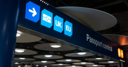 Passport Control and the United KIngdom, UK Border Control at Heathrow Airport Terminal 5, London, England, Great Britain, Europe